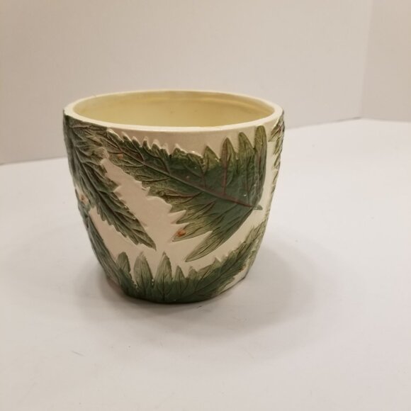 4" Ceramic Green Fern Painted Relief Planter Pacific Greenhouse - Picture 7 of 15